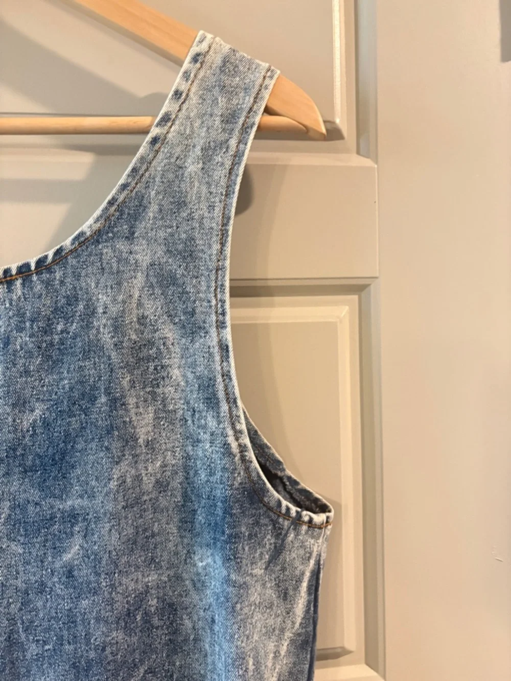 Hollywood Blvd Vintage Acid Wash Denim 100% Cotton Sleeveless Dress M - Picture 10 of 15